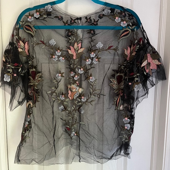 Embroidered Sheer Top - Picture 1 of 7